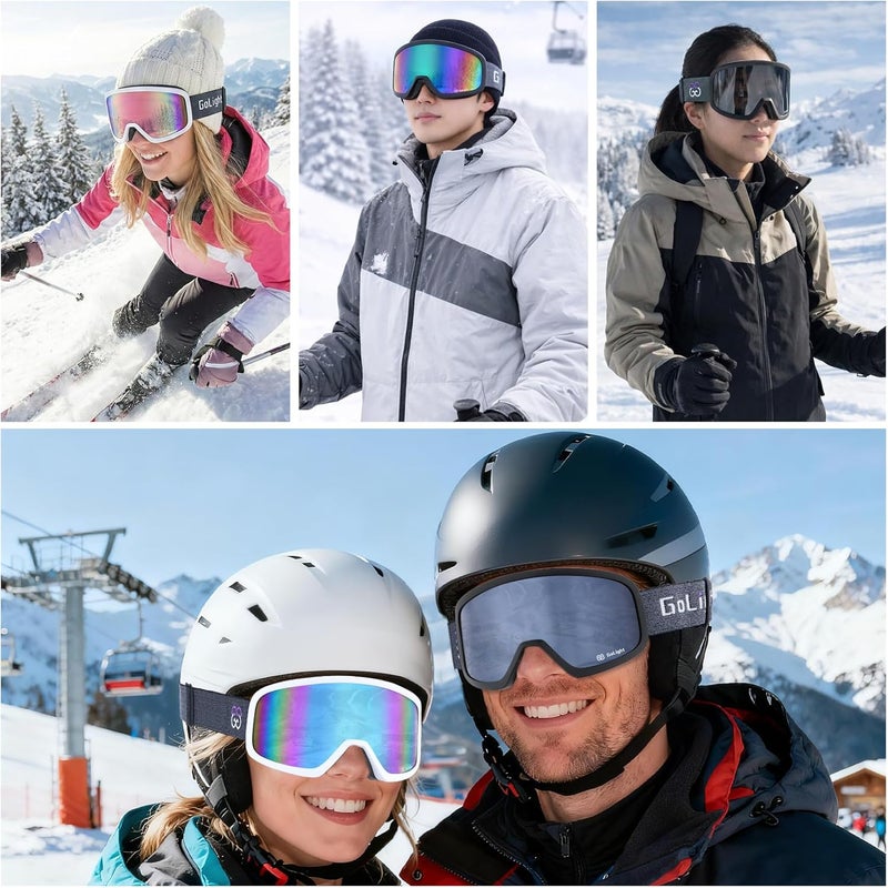 Golight Low Bridge Fit Ski Goggles – Asian Fit, Anti-Fog Double Lens, UV400 REVO Lens, Triple-Layer Foam for All-Day Skiing - Image 3